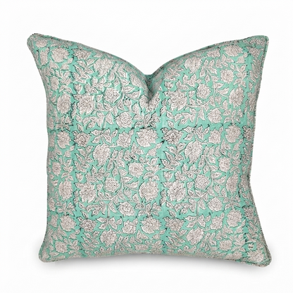 Aqua Harmony Block Print Pillow