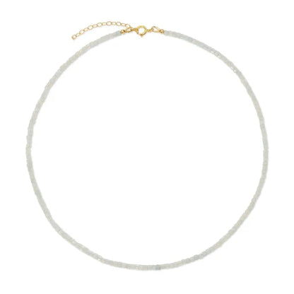 Aqua Marine Gemstone Necklace with gold clasp on a white background