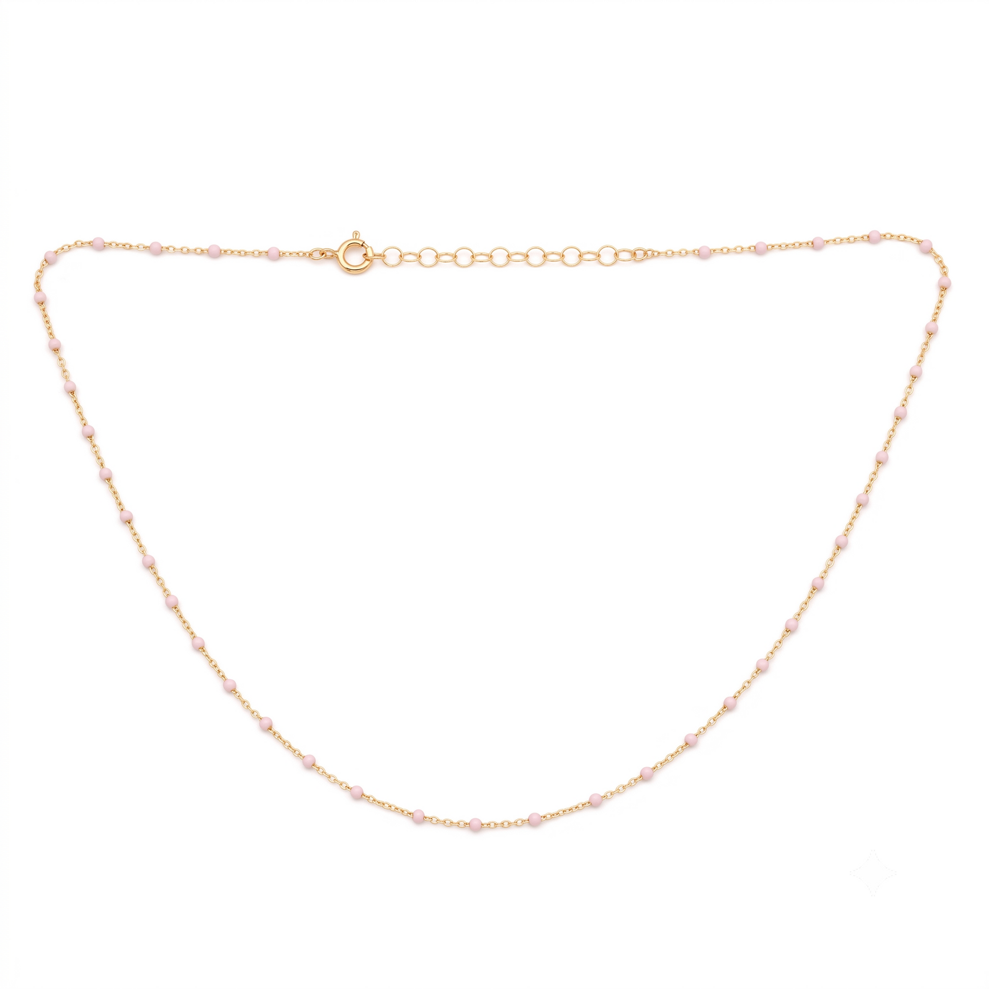 Baby Pink Enamel Necklace on a gold chain