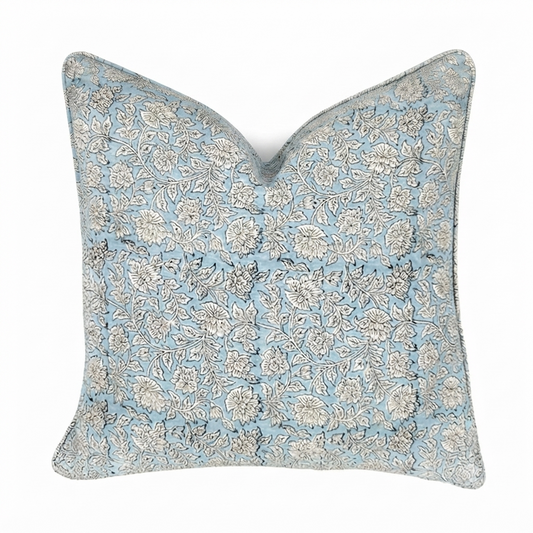 Blue Harmony Block Print Pillow