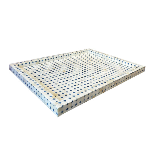 Blue Checkered Bone Tray