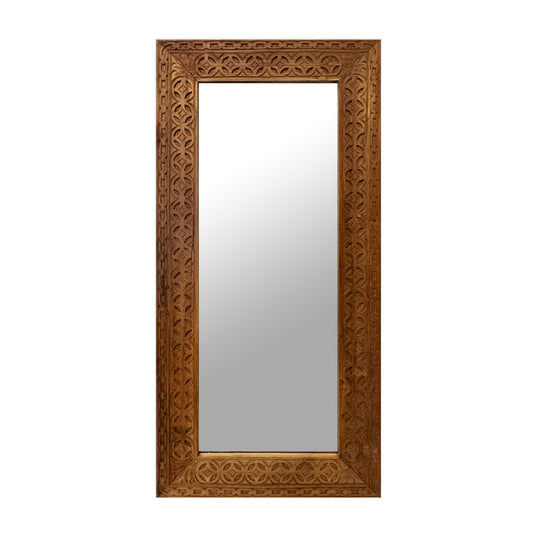 Teak Carved Floor Mirror