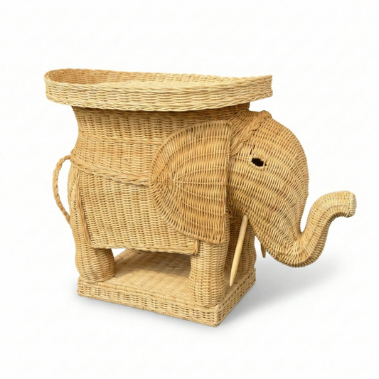 Wicker Elephant Side Table