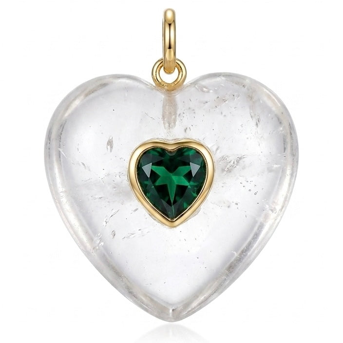 Double Gemstone Heart Charms