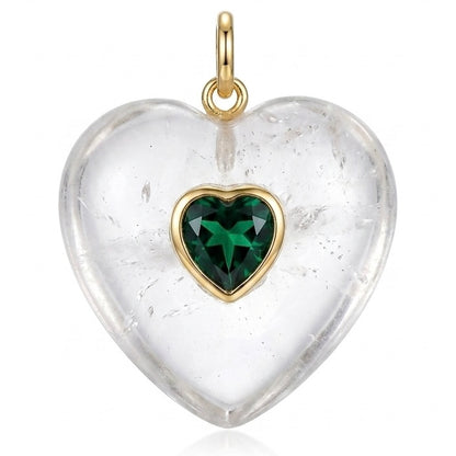 Double Gemstone Heart Charms