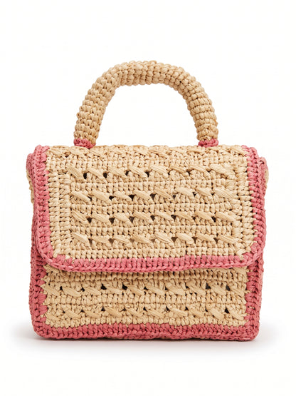 Raffia Flap Bag