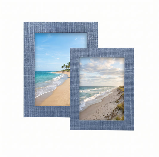 Blue Faux Grasscloth Picture Frames