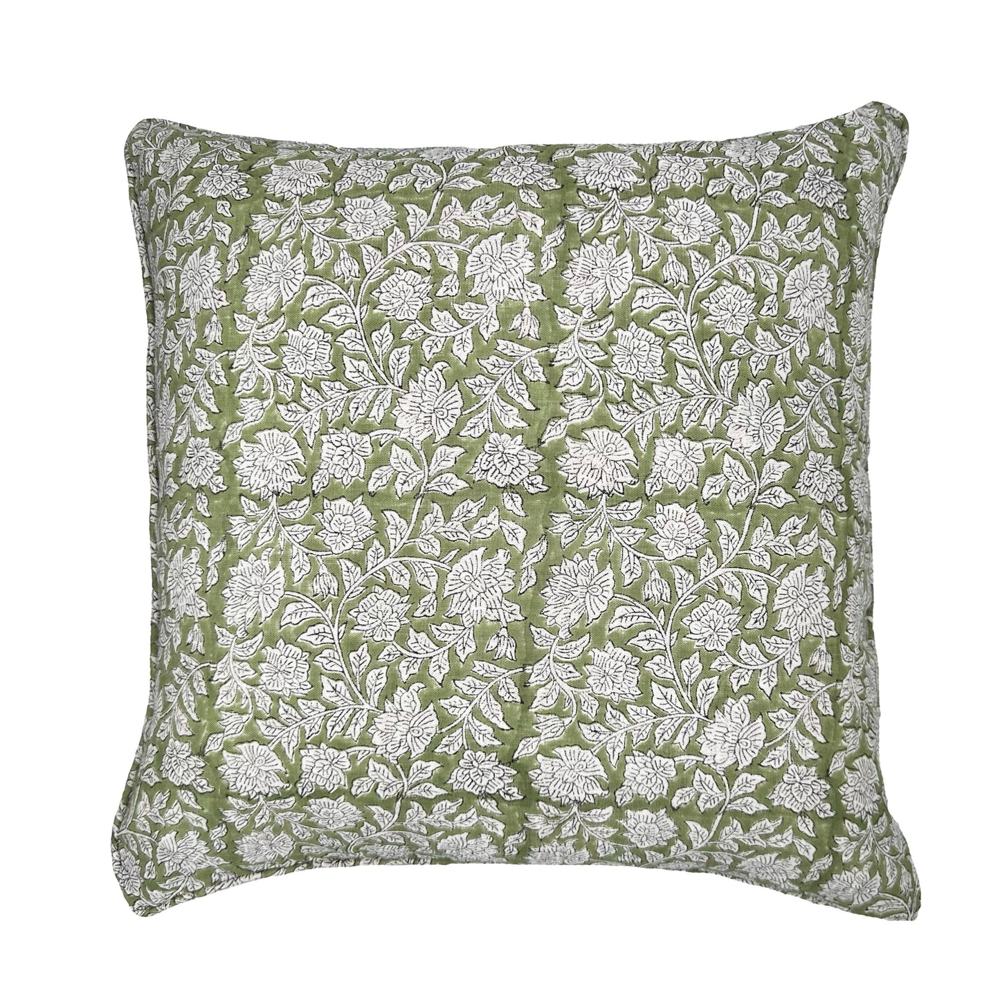 Green Harmony Block Print Pillow