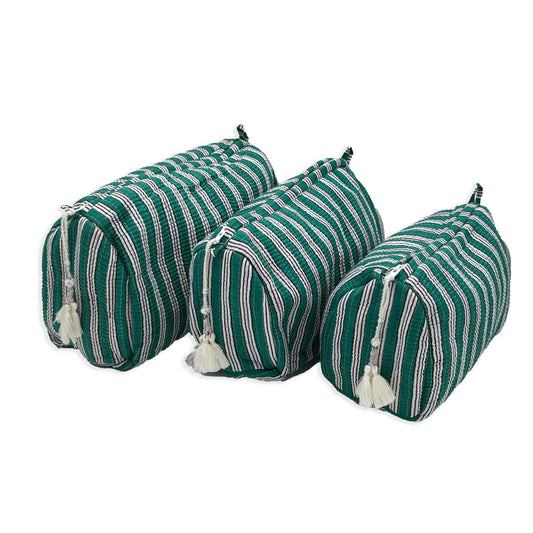 Teal Stripe Cosmetic Bags