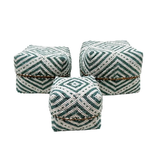 Beaded Box S/3- Turquoise