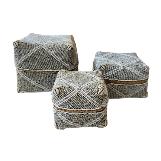 Beaded Box S/3- Beige