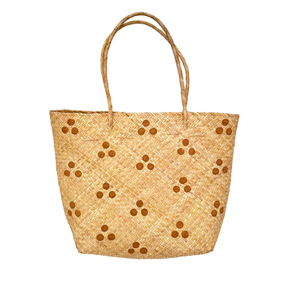 Rattan Beach Bag- Polka Dot