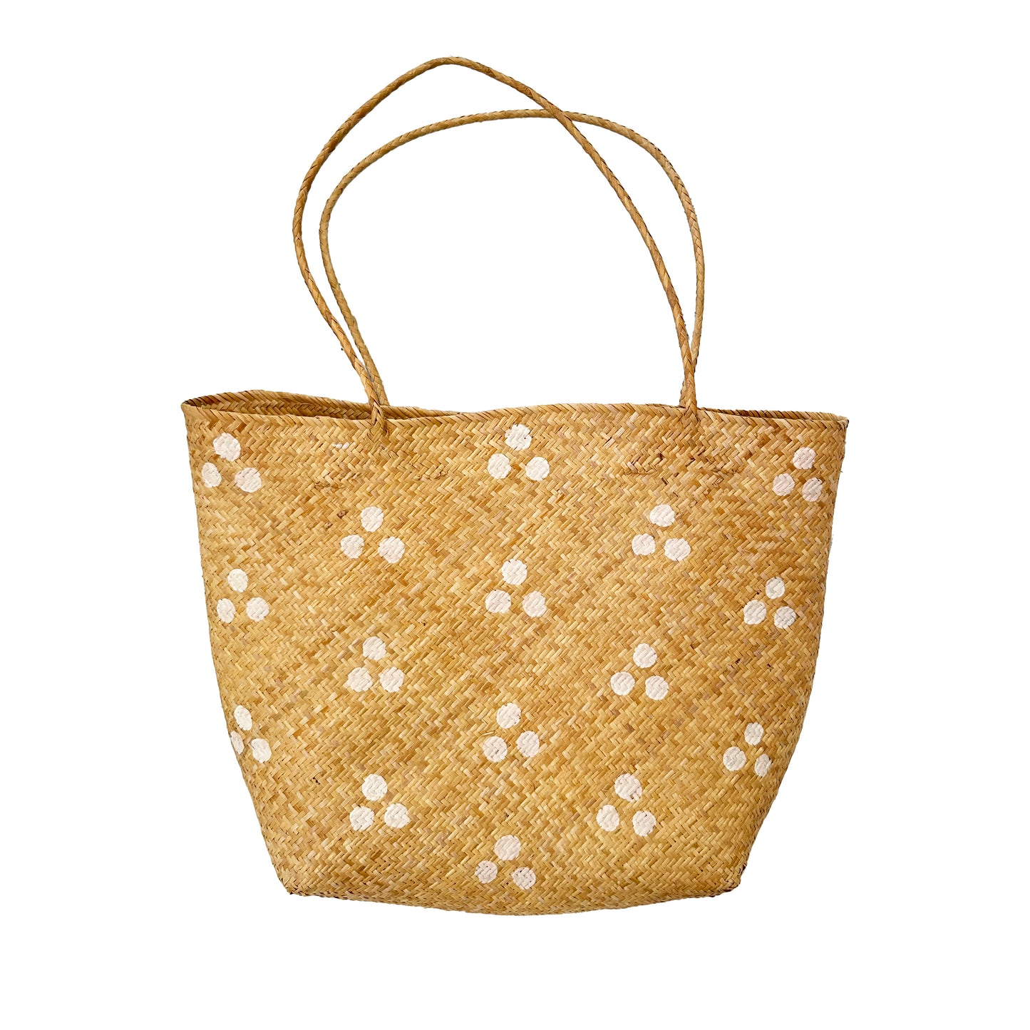 Rattan Beach Bag- Polka Dot