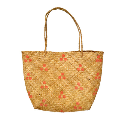 Rattan Beach Bag- Polka Dot