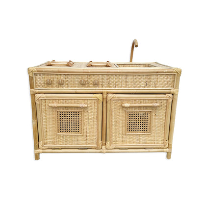 Rattan Toy Kitchen Play Set