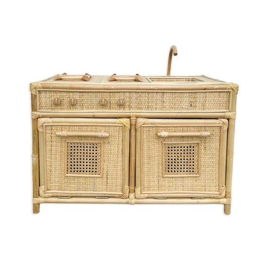Rattan Toy Kitchen Play Set