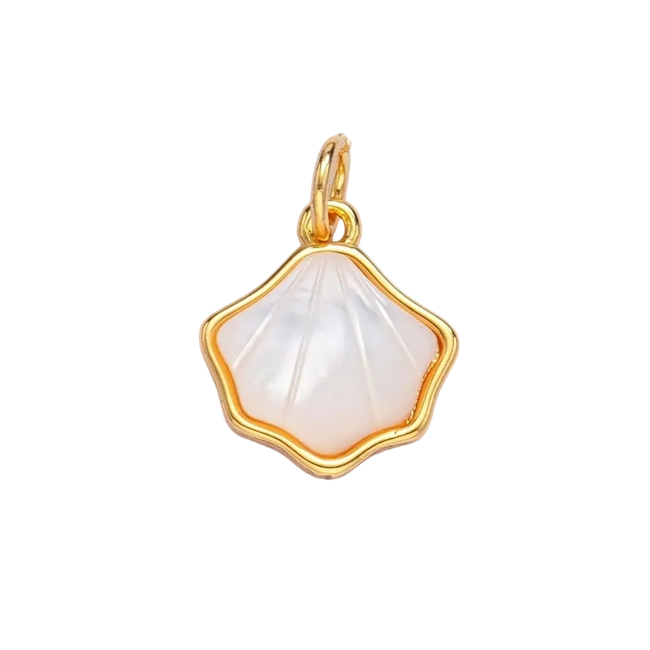 Gold shell pendant with a white mother of pearl necklace pendant