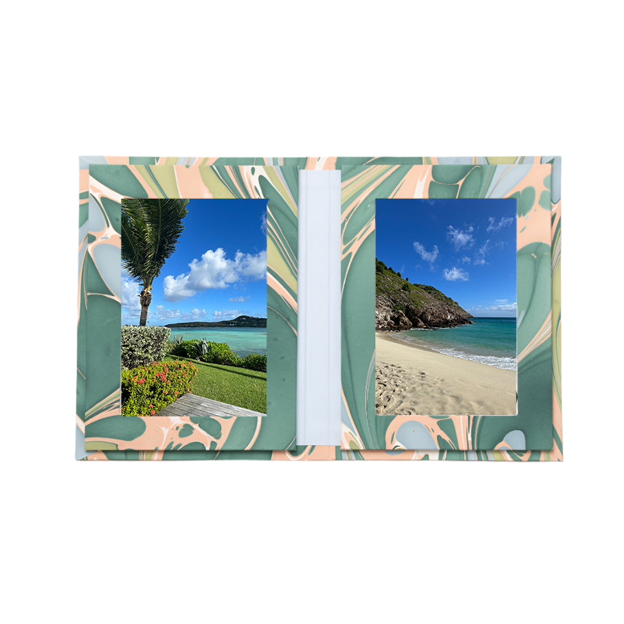Marbled Picture Frame Folding Book- Peach/Green