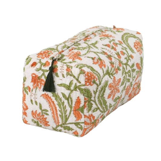 Orange Floral Cosmetic Bag