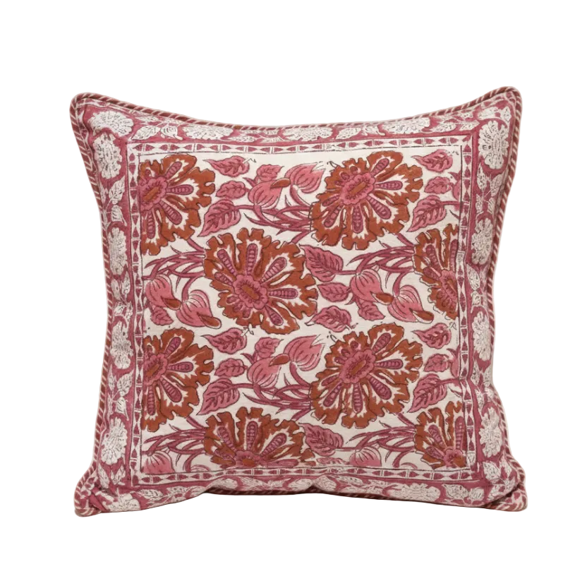 Pink Block Print Pillow