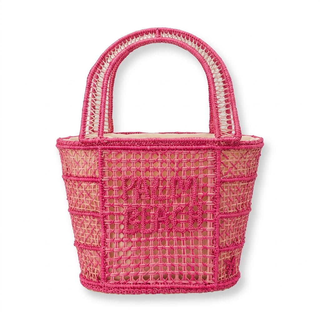 Pink Palm Beach Iraca Palm Bag