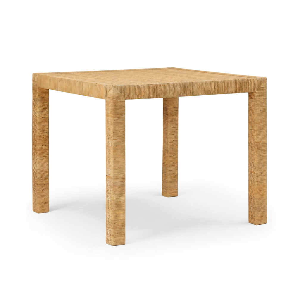 Square wooden table on a white background