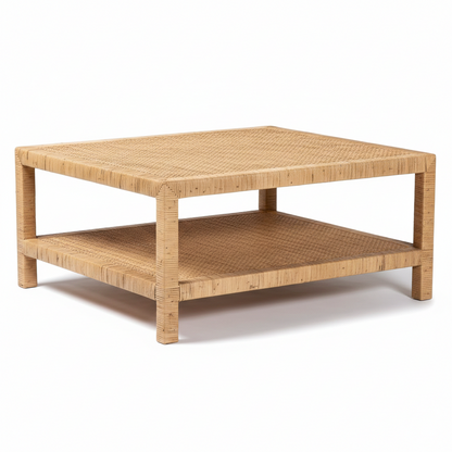 Wicker coffee table on a white background