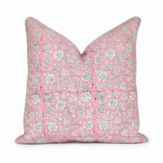 Pink Harmony Block Print Pillow