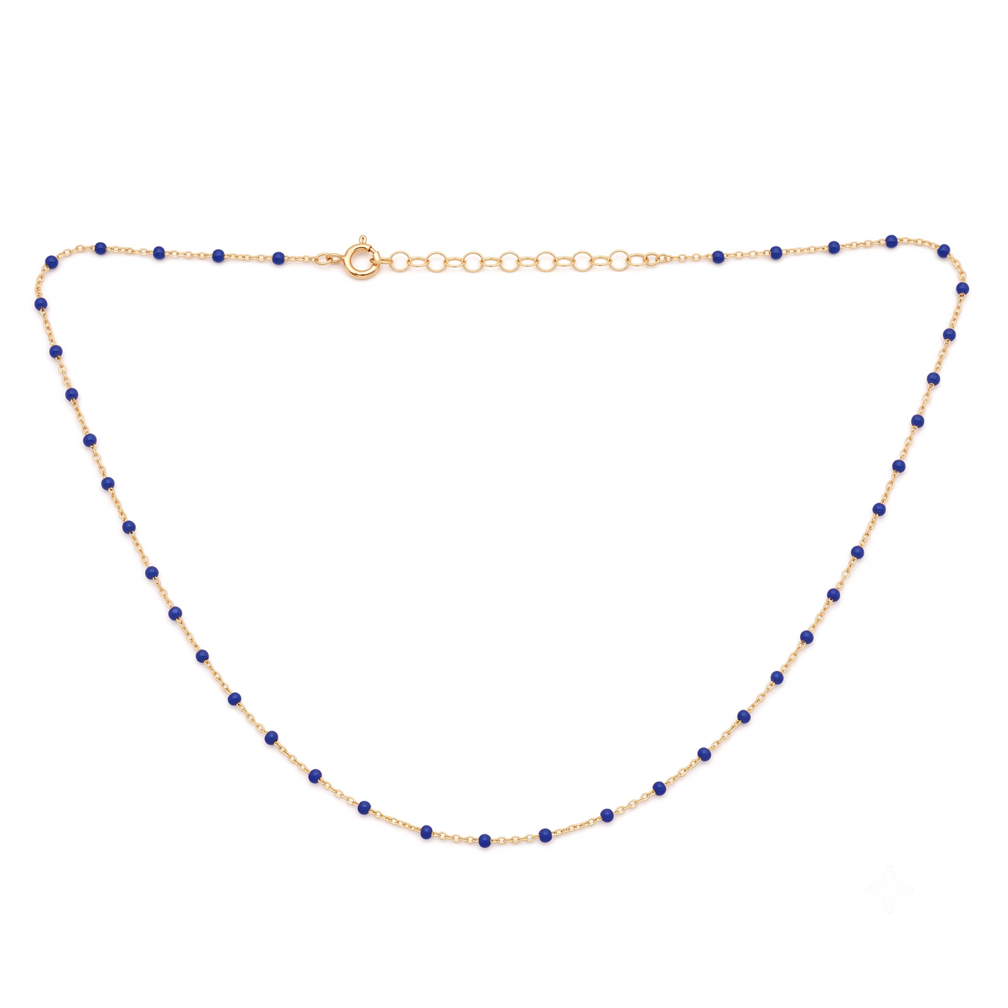 Royal Blue Enamel Necklace on a gold chain