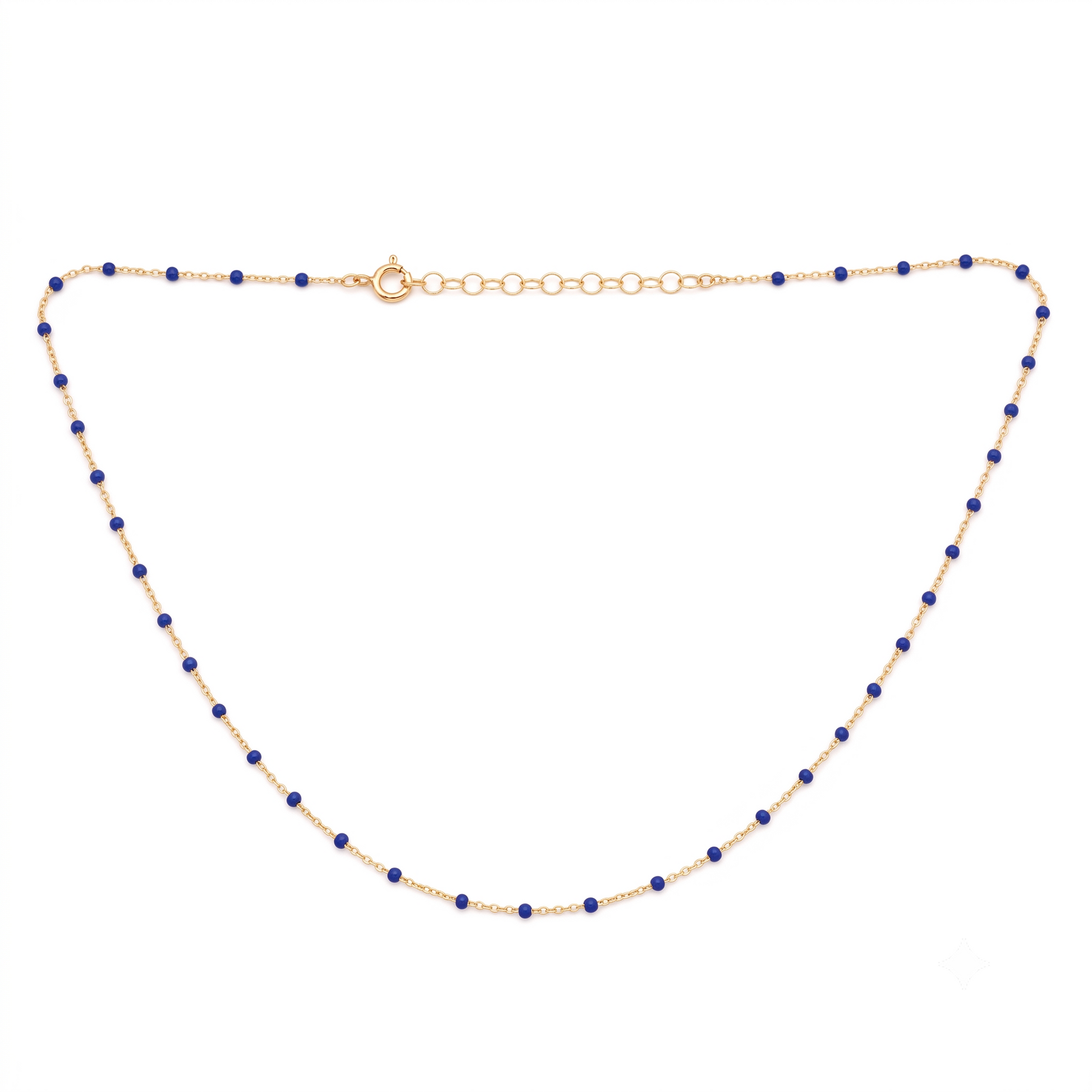 Royal Blue Enamel Necklace on a gold chain