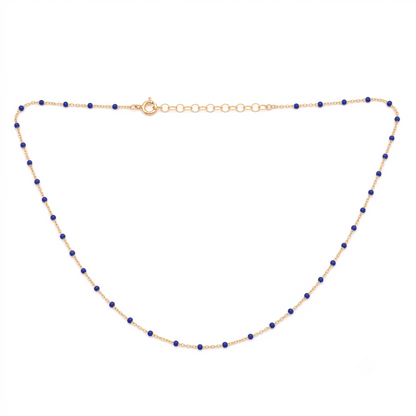 Royal Blue Enamel Necklace on a gold chain