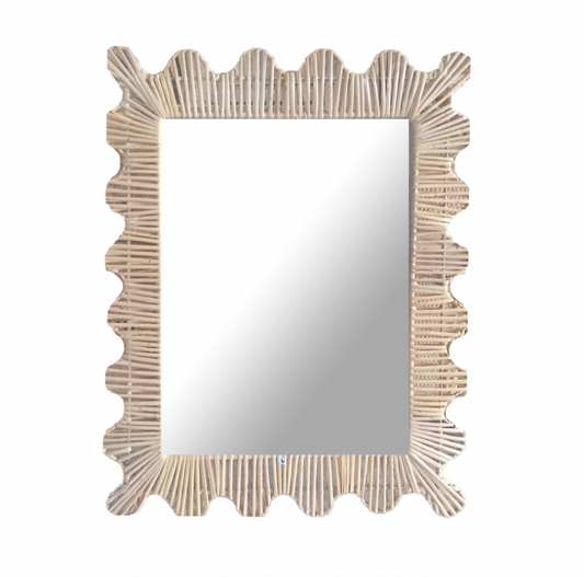 Wicker Scalloped Mirror
