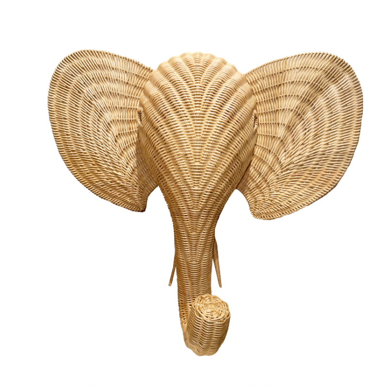 Wicker Elephant Wall Mount