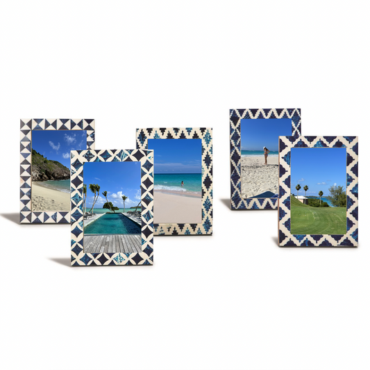 Thin Blue Mosaic Bone Frames