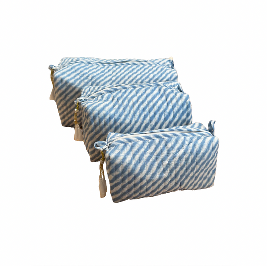 Blue Stripe Cosmetic Bag