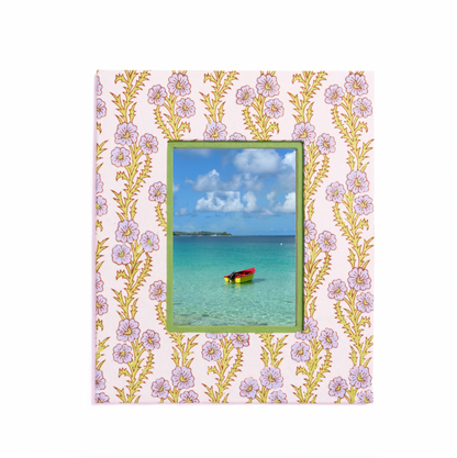 Blockprint Picture Frame- Blue Floral