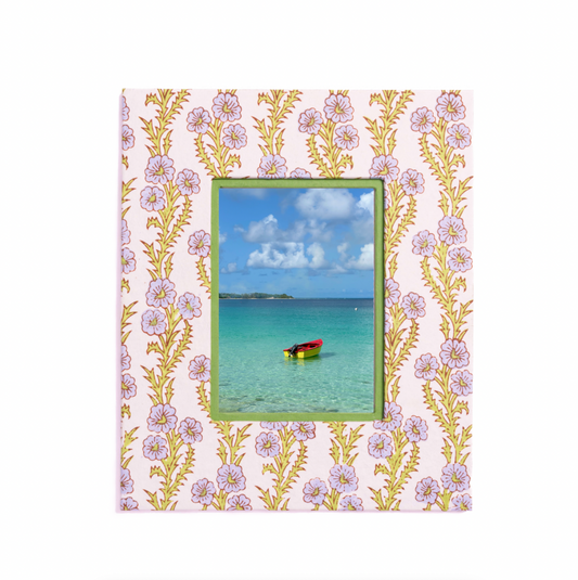 Blockprint Picture Frame- Blue Floral