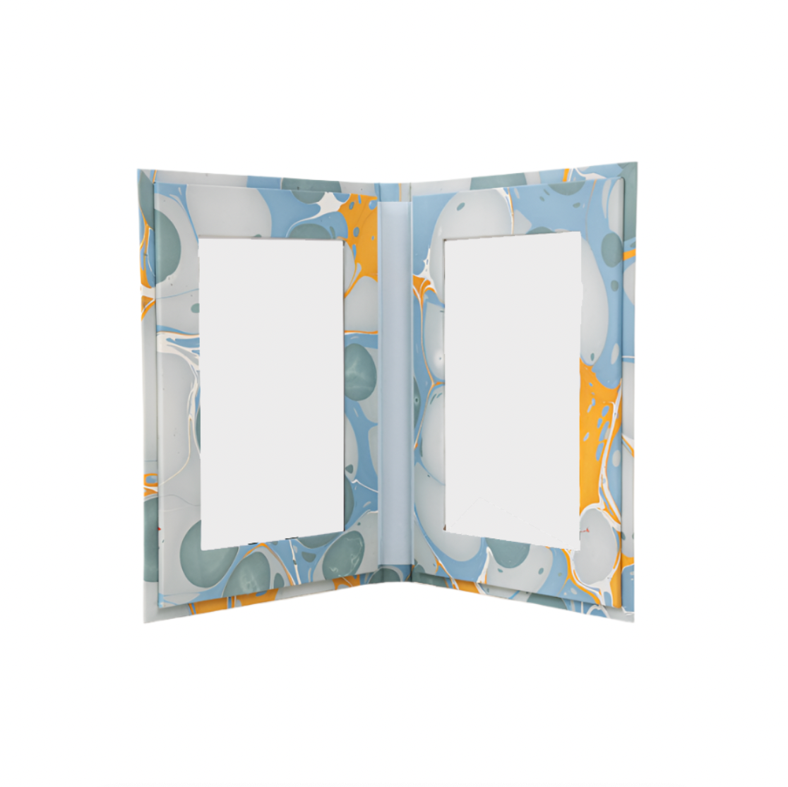 Marbled Picture Frame Folding Book- Blue/Gray