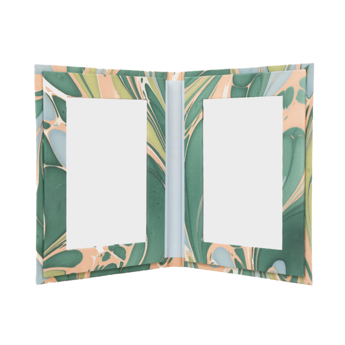 Marbled Picture Frame Folding Book- Peach/Green