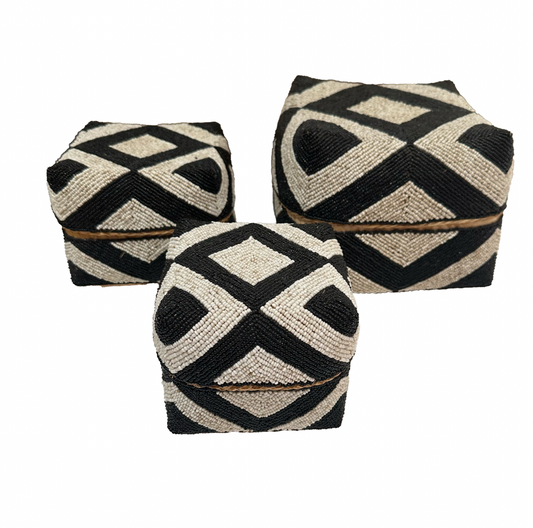 Beaded Boxes- Brown/Black