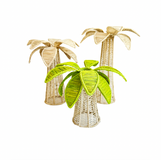 Raffia Palm Tree Candle Holders