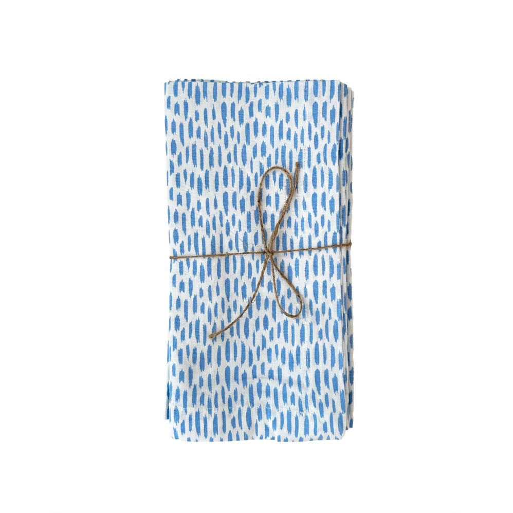 Block Print Napkin- Blue S/4