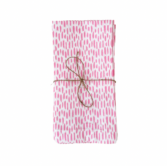 Block Print Napkin- Pink S/4