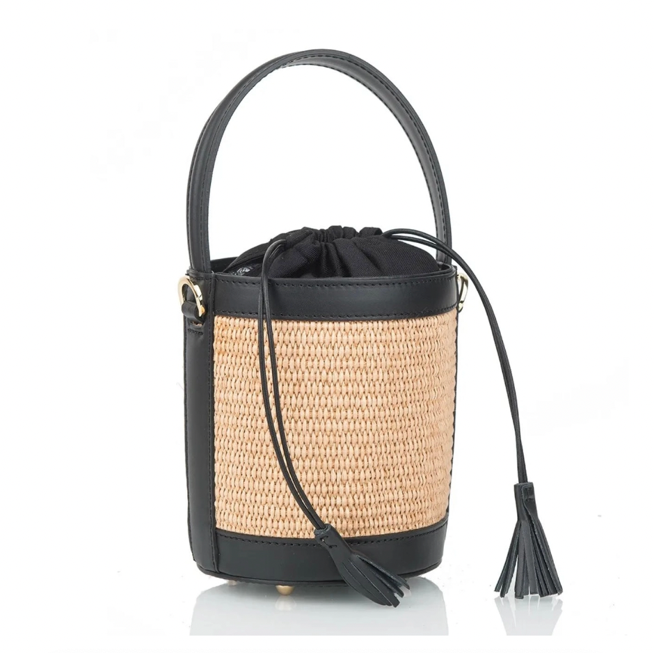 Raffia/Leather Bucket Bag Collection