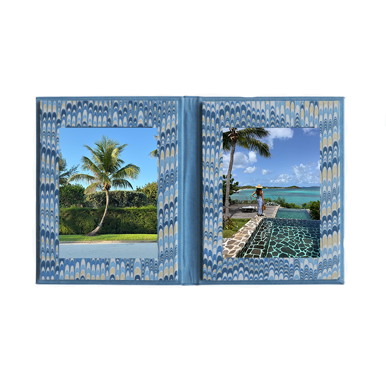 Folding Picture Frame- Marbled Indigo