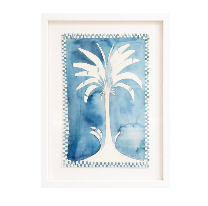 Blue Palm Watercolor by Lia Burke Libaire