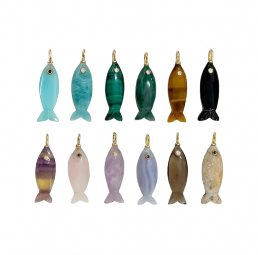 Mini Gemstone Fish Charms