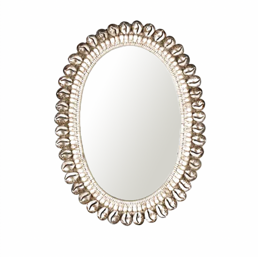 Nikki Oval Shell Mirror in Brown