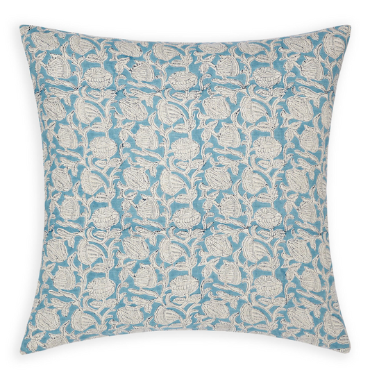Azure Poppy Pillow 22x22