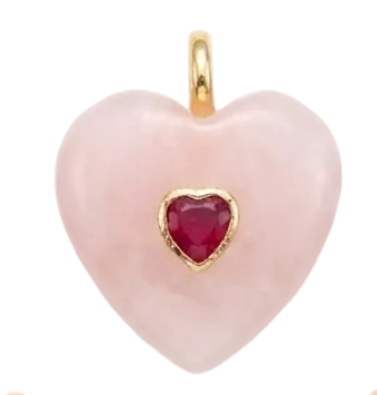 Double Gemstone Heart Charms